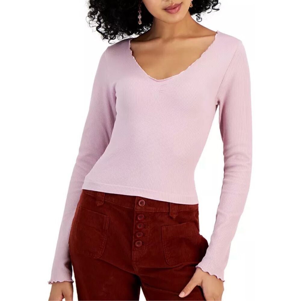 Hippie Rose Long Sleeve Ribbed Crop Top Size Junior Extra Large NWT